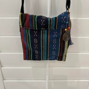 carori‎ boho striped crossbody bag with fringe and beaded tassel